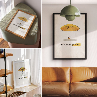 Decorative poster Yellow umbrella cream background minimalism