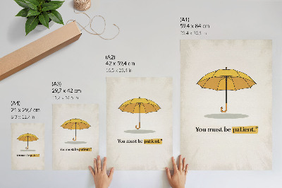 Decorative poster Yellow umbrella cream background minimalism