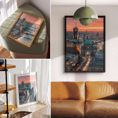 Premium wall art Modern city in the evening with warm illumination