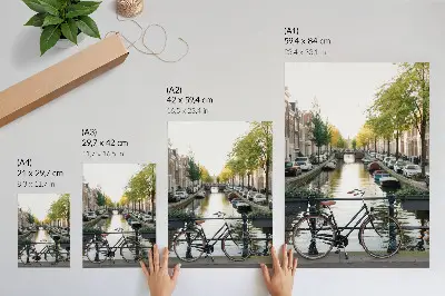 Decorative poster featuring a canal bicycle architecture and history theme