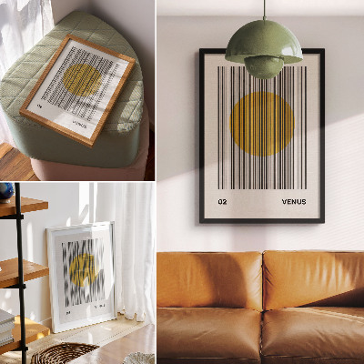 Premium wall art Contrast lines yellow circle op art