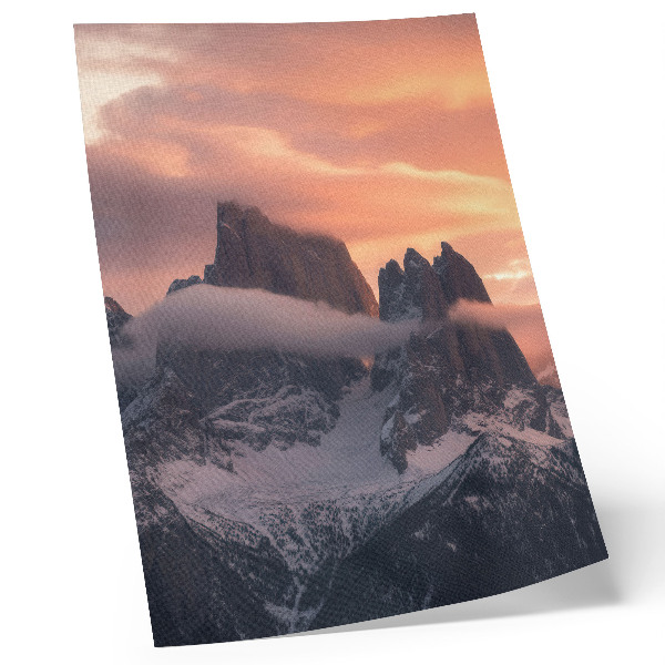 Poster Setting sun mountains fog harmony mystery
