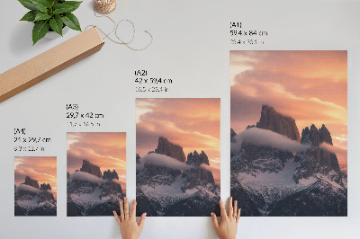 Poster Setting sun mountains fog harmony mystery