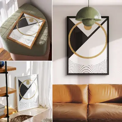 Premium wall art geometric pattern in contrasting modern colors