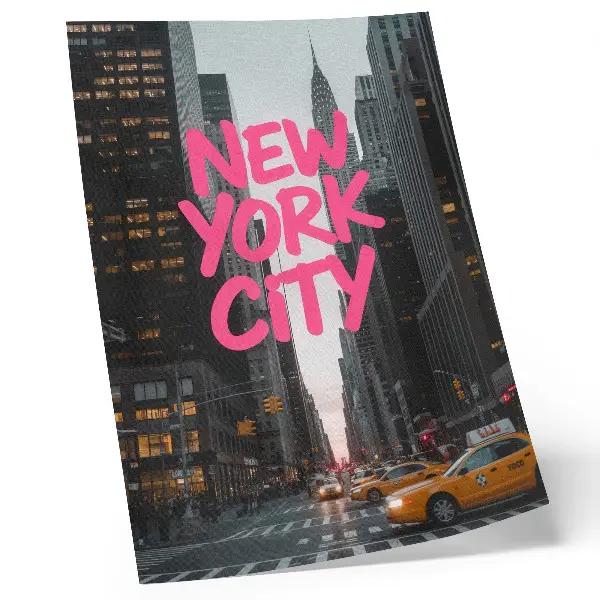 Skyscrapers poster modernity with pink accents