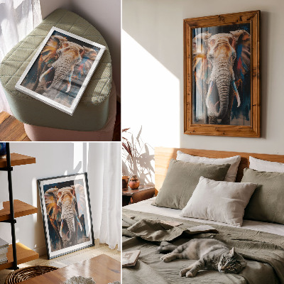 Art print Colorful elephant silhouette with modern accents and surrealism