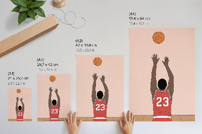 Premium wall art Pastel pink basketball player with a ball in flight