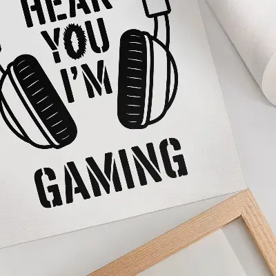 Headphones Poster with a strong contrast modern slogan design