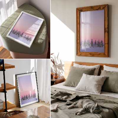 Decorative poster Winter trees moody pastel sky peace