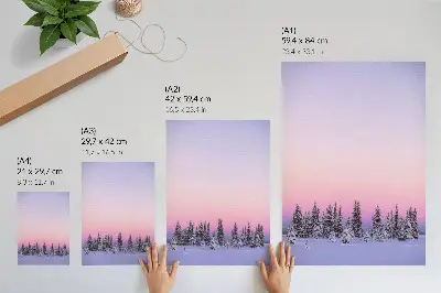 Decorative poster winter trees with a moody pastel sky