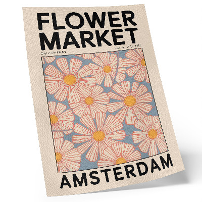 Poster Retro style with bright colors and a floral motif