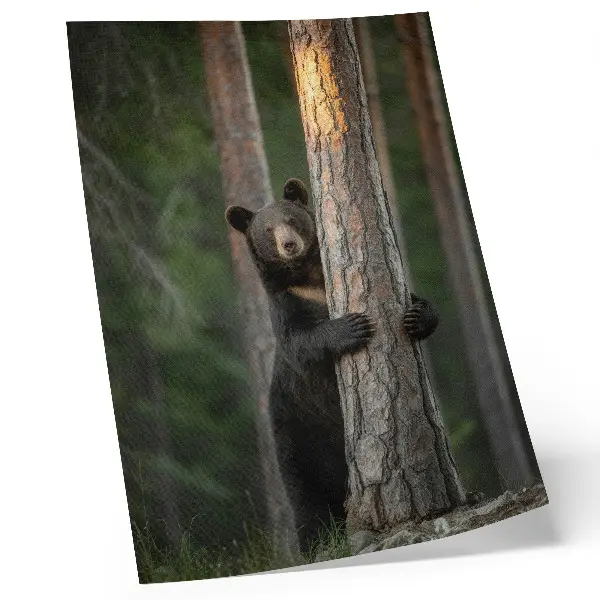 Premium wall art realistic bear in the forest composition