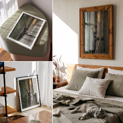 Premium wall art Bear in the forest realistic composition