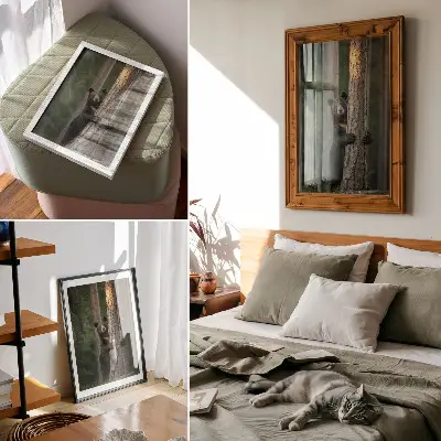 Premium wall art realistic bear in the forest composition