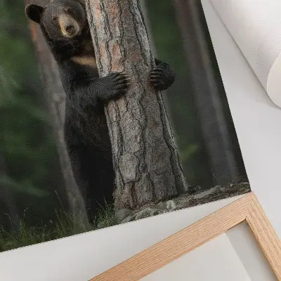 Premium wall art realistic bear in the forest composition