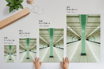 Decorative poster Symmetrical space tunnel green structure