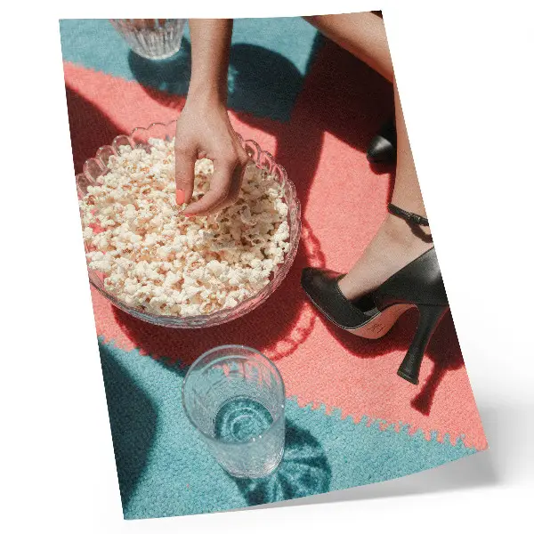 Premium wall art colorful glass art featuring an elegant popcorn figure