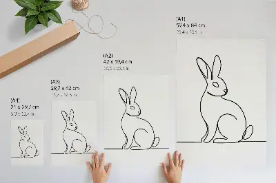 Premium wall art delicate rabbit silhouette in a thin line style