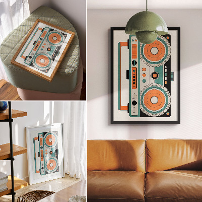 Decorative poster Retro style with expressive shapes and contrasts