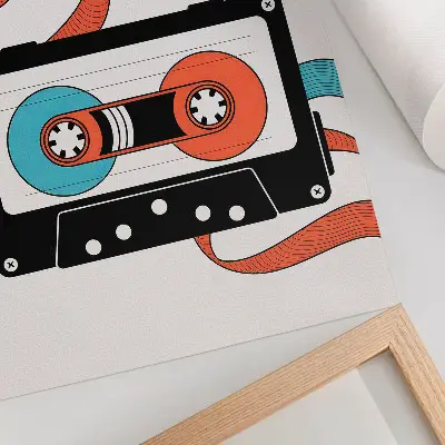 Retro pop art cassette poster with colorful markings