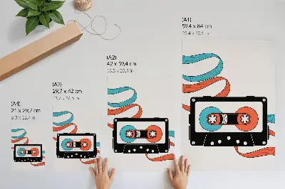 Retro pop art cassette poster with colorful markings