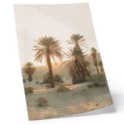 Premium wall art featuring palm trees, sun, and gentle dunes in warm colors