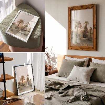 Premium wall art Palm trees, sun, gentle dunes, warm colors