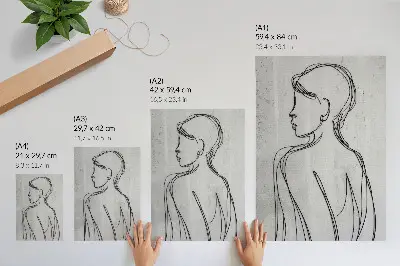 Decorative poster featuring elegant grey lines in a modern minimalist style
