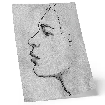 Minimalist face contour modern sketch poster
