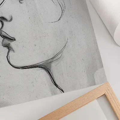 Minimalist face contour modern sketch poster
