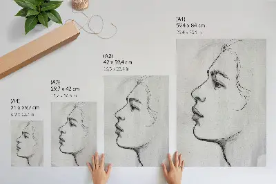 Minimalist face contour modern sketch poster