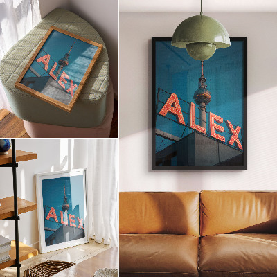 Premium wall art Tower neon city evening contrast sky