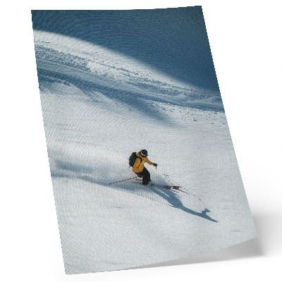 Poster Skier yellow jacket snow slope shadow