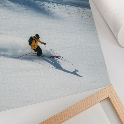 Poster Skier yellow jacket snow slope shadow
