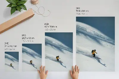 Poster skier in a yellow jacket on a snowy slope with shadow