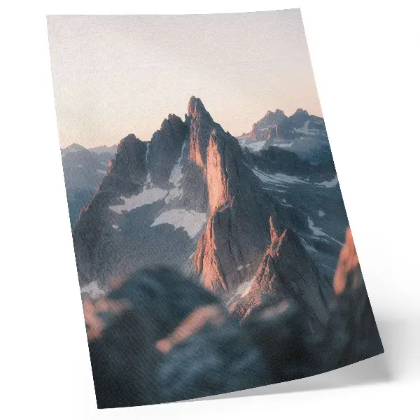 Art print mountains in the sunset light with pastel shades