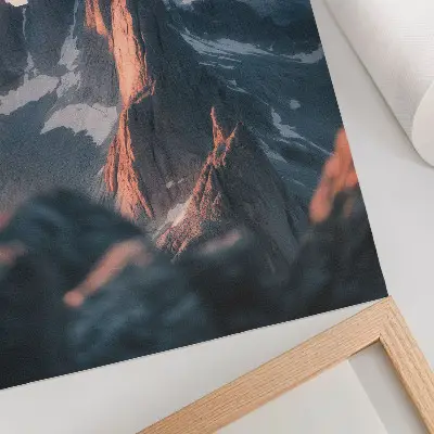 Art print mountains in the sunset light with pastel shades