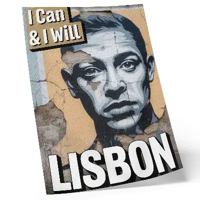 Decorative poster street style motif with a face and motivational quote
