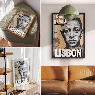 Decorative poster street style motif with a face and motivational quote