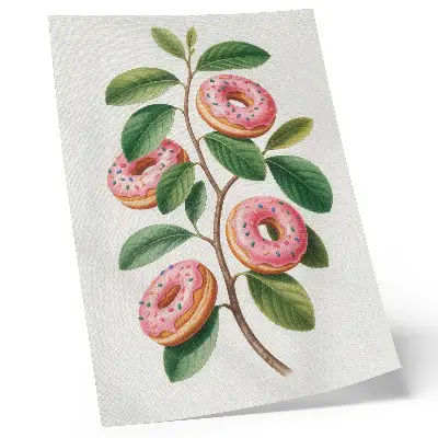 Poster pink buds and green leaves twig design