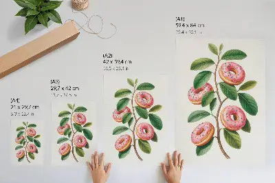 Poster pink buds and green leaves twig design