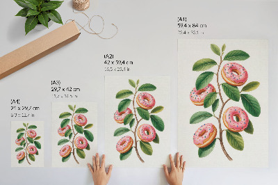 Poster Pink buds green leaves twig humorous