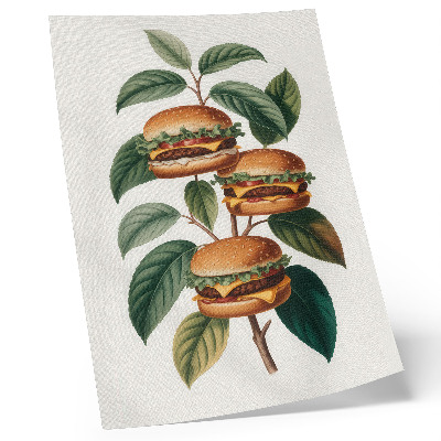Art print Hamburgers growing on the branches of a green tree