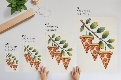 Premium wall art Slices of pizza on a tree branch in cheerful colors