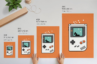Decorative poster Retro console pixel screen orange background