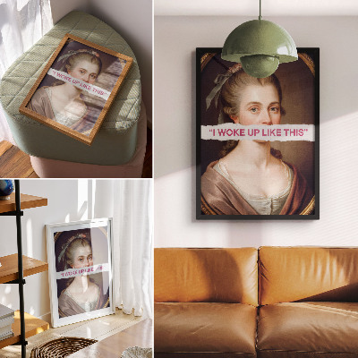 Poster Portrait of a woman playing with typography classic