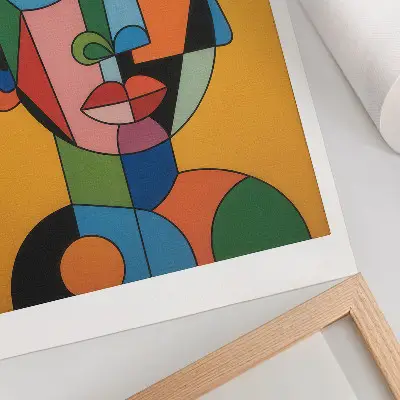 Premium wall art geometric portrait in vibrant colors with a modern style