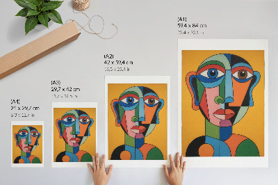 Premium wall art Geometric portrait vibrant colors modern style