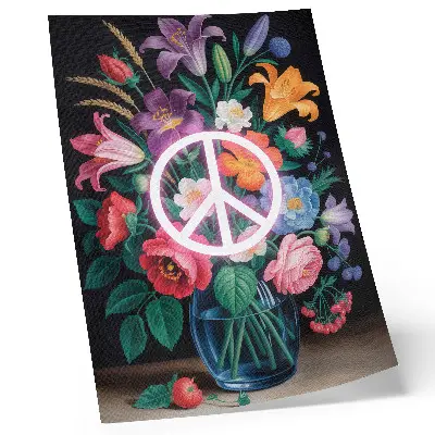 Decorative poster colorful bouquet of flowers as a symbol of peace