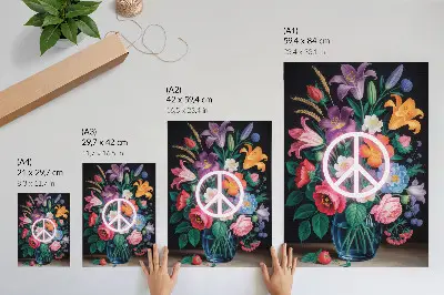 Decorative poster colorful bouquet of flowers as a symbol of peace